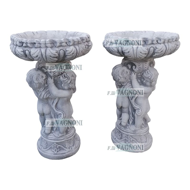 COPPIA DI PUTTI STATUA CON CIOTOLA IN CEMENTO CM. 65